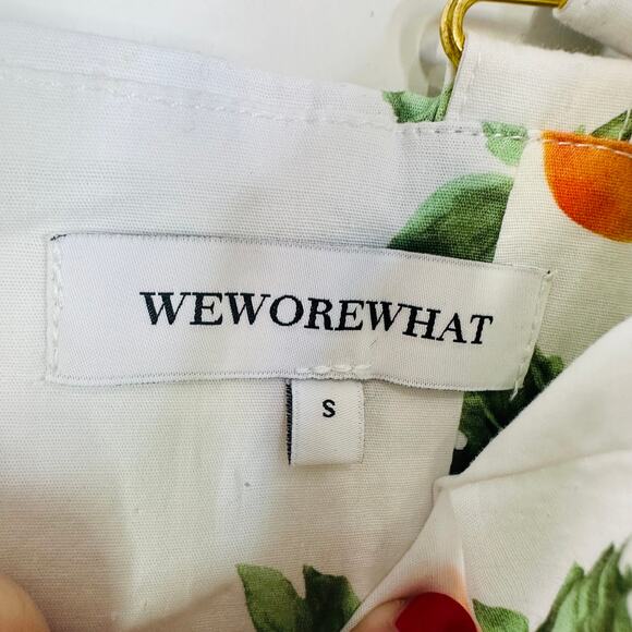 WeWoreWhat Straight Neck Corset Crop Top Orange Fruit Print  Womens Size Small - Picture 4 of 10